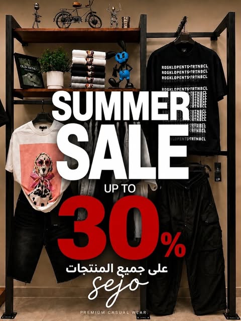 Sejo summer sale poster, up to 30 percent off