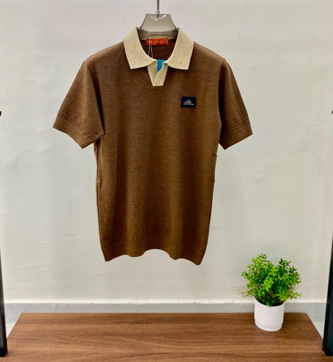 Brown knit polo